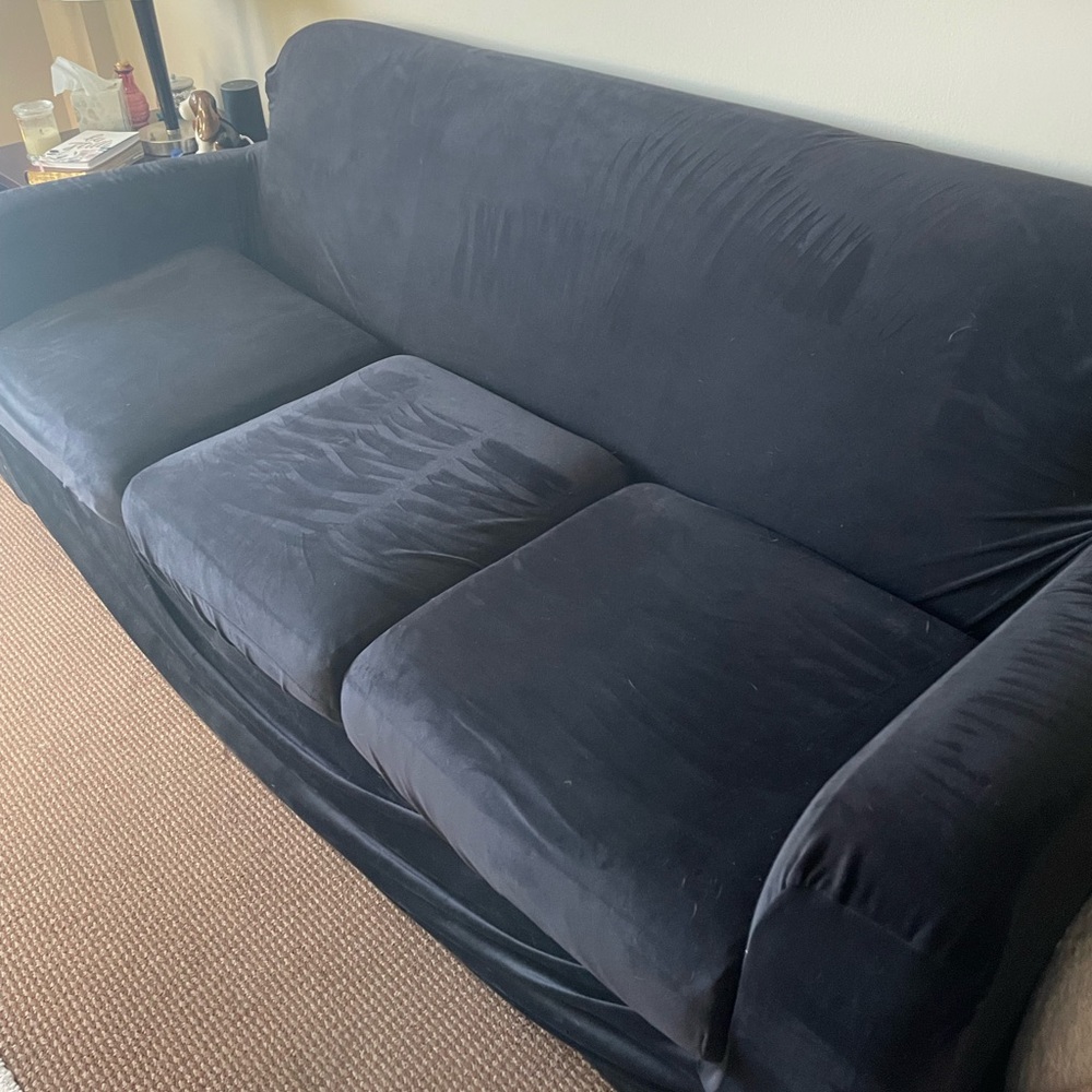 3 cushion black velvet couch cover